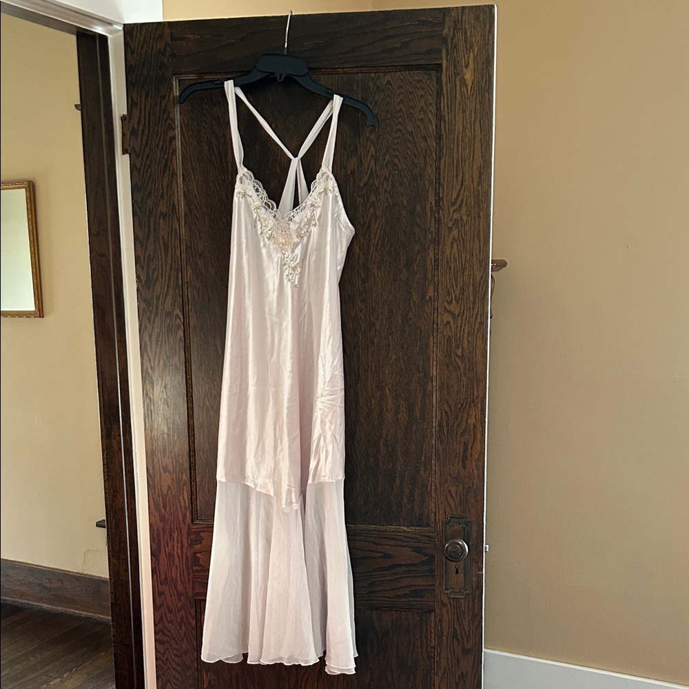 Linea Donatella Pale Pink Satin Slip Nightgown. M